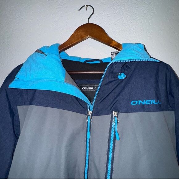 Men's O'Neill Navy Blue and Gray Block Ski Jacket - Picture 3 of 11